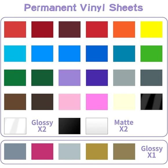Vinyl 65 Pack Permanent Vinyl, Self Adhesive Vinyl Sheets for Cutting Permanent - Picture 2 of 7